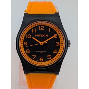 Miykon Watch Men 38mm Case Orange Silicone Band w/ Box- New Battery